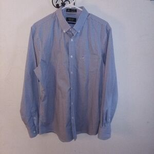 Nordstrom Men's Shop Trim Fit Button Up Dress Shirt Wrinkle Free 100% Cotton LG